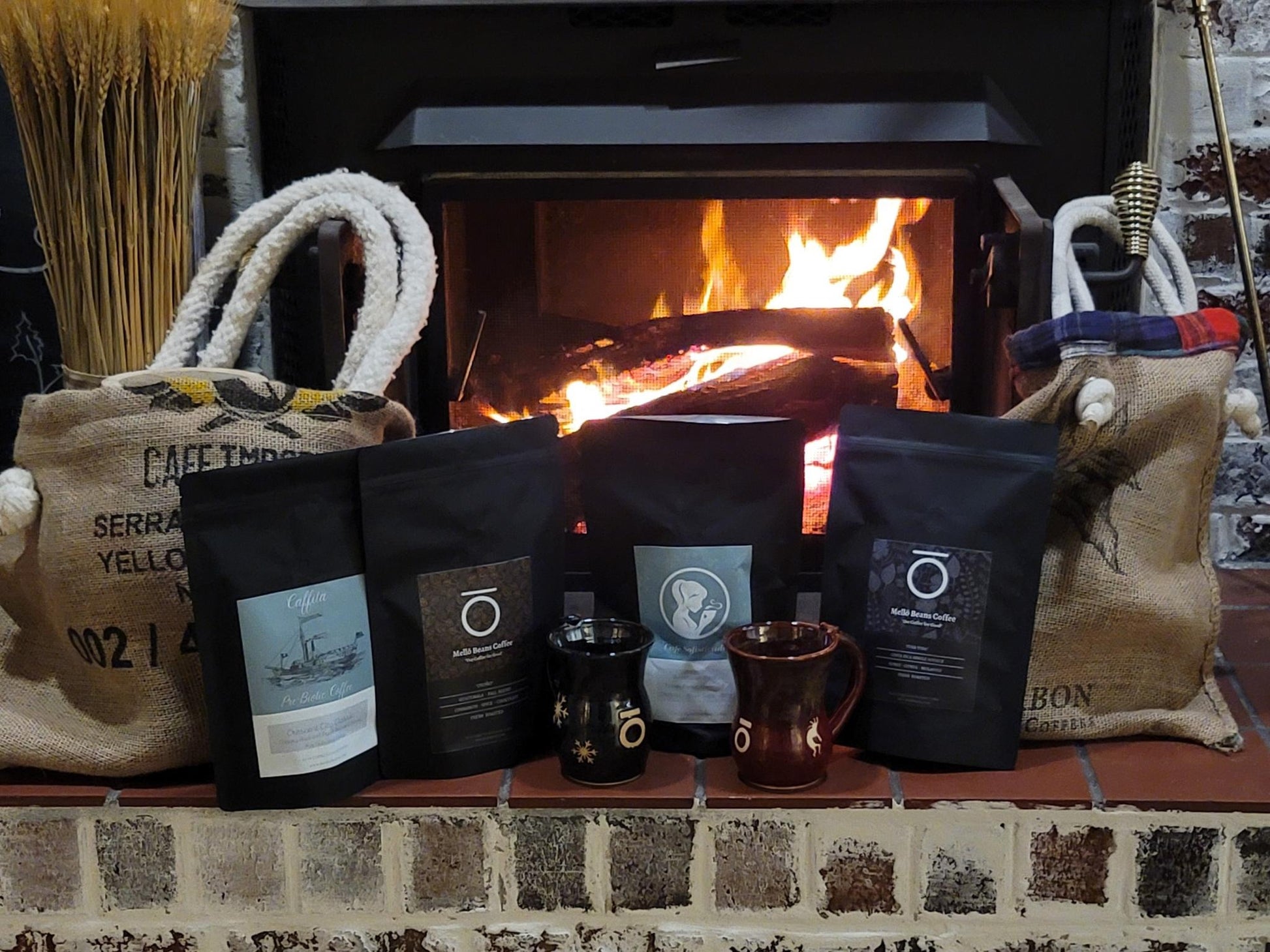 christmas, holiday, mello beans, burlap bag, handmade, coffee, coffee near me, discount, seasons greetings, costa rica, guatemala